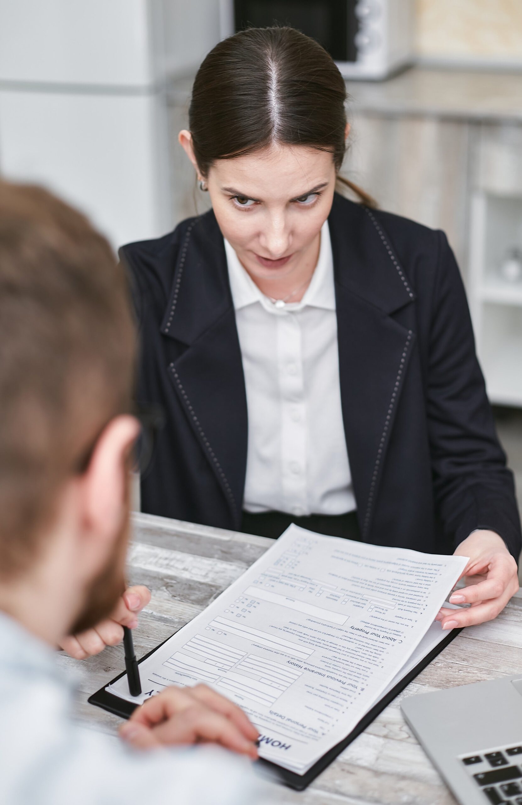 Woman being pre-approved for home loan